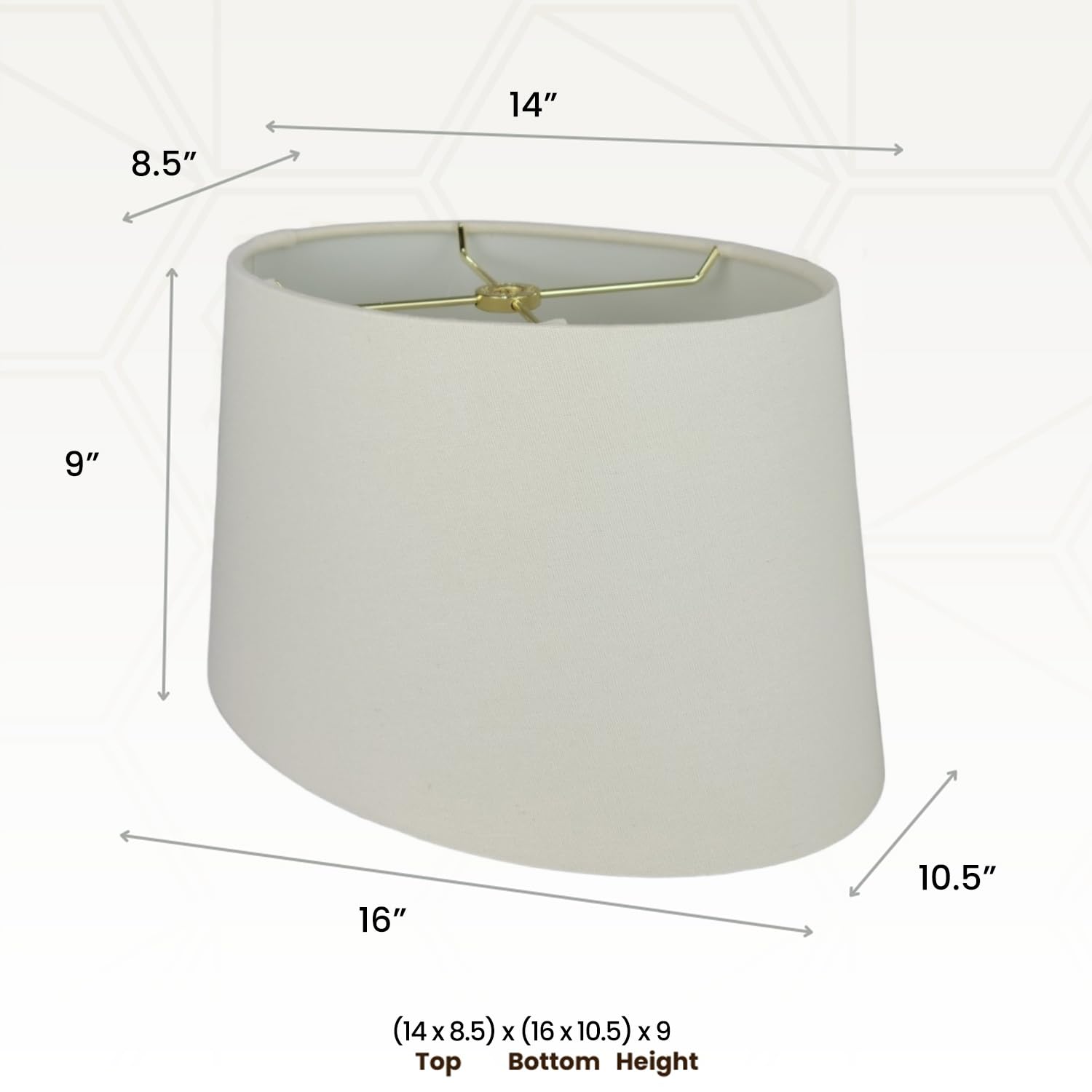 Royal Designs, Inc. Shallow Oval Hardback Lamp Shade, Hb-611-16Lneg, Linen Eggshell, (14 X 8.5) X (16 X 10.5) X 9