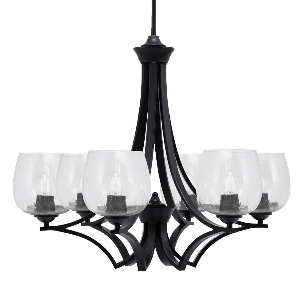 Toltec Lighting 566-MB-4810 Zilo - 6 Light Uplight Chandelier-23 Inches Tall and 26.75 Inches Wide, Finish Color: Matte Black, Glass Color: Clear Bubble