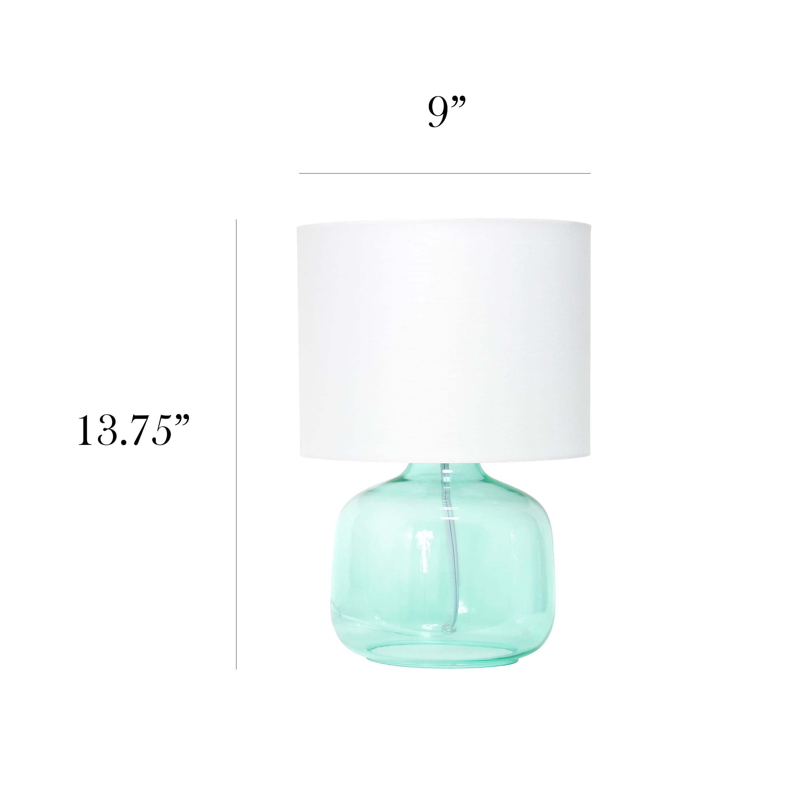 Simple Designs Lt1211-Aow 13.75'' Contemporary Glass Table Lamp, Aqua With White Shade