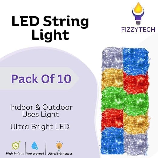 fizzytech Plastic Led Bulbs String Led Lights for Home Decoration for Diwali Chistmas Birthday, Lights of Home Decoration(20 Met