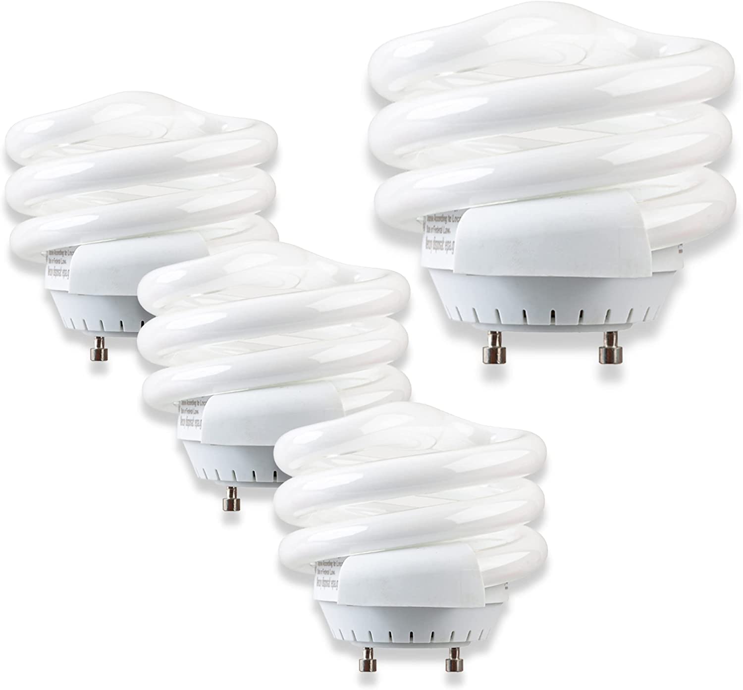 SLEEKLIGHTING 18W T2 Spiral Light Bulbs - GU24 Base, 3500K, 1170 Lumen, Compact Fluorescent, 4-Pack
