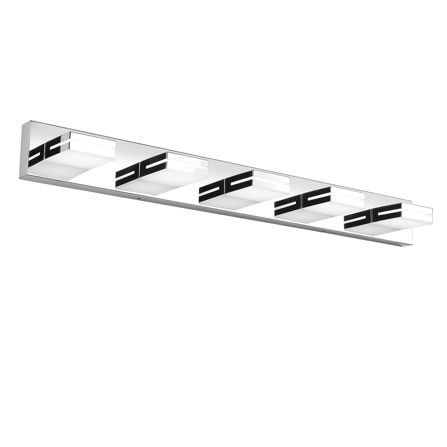 SineRise 5-Light LED Bathroom Vanity Light Fixture, 40-Inch, Dimmable, Chrome Acrylic, Model H0001-20, Cool White 6000K