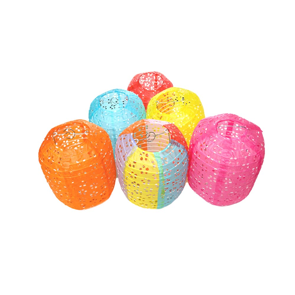 12Pcs Hollow Paper Lanterns Chinese Japanese Hanging Decorative Paper Lanterns For Birthday Halloween Wedding Baby Shower Home Decor Party Decoration (Oval-Shaped (Without Led, Tassel And Stick))