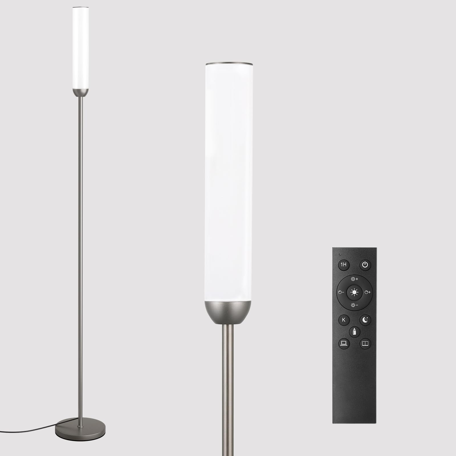 Ambimall LED Floor Lamp with Remote Control, 65in Stepless Adjustable 3000K-6500K, Deep Grey, Model RPT-ZGLED1-7