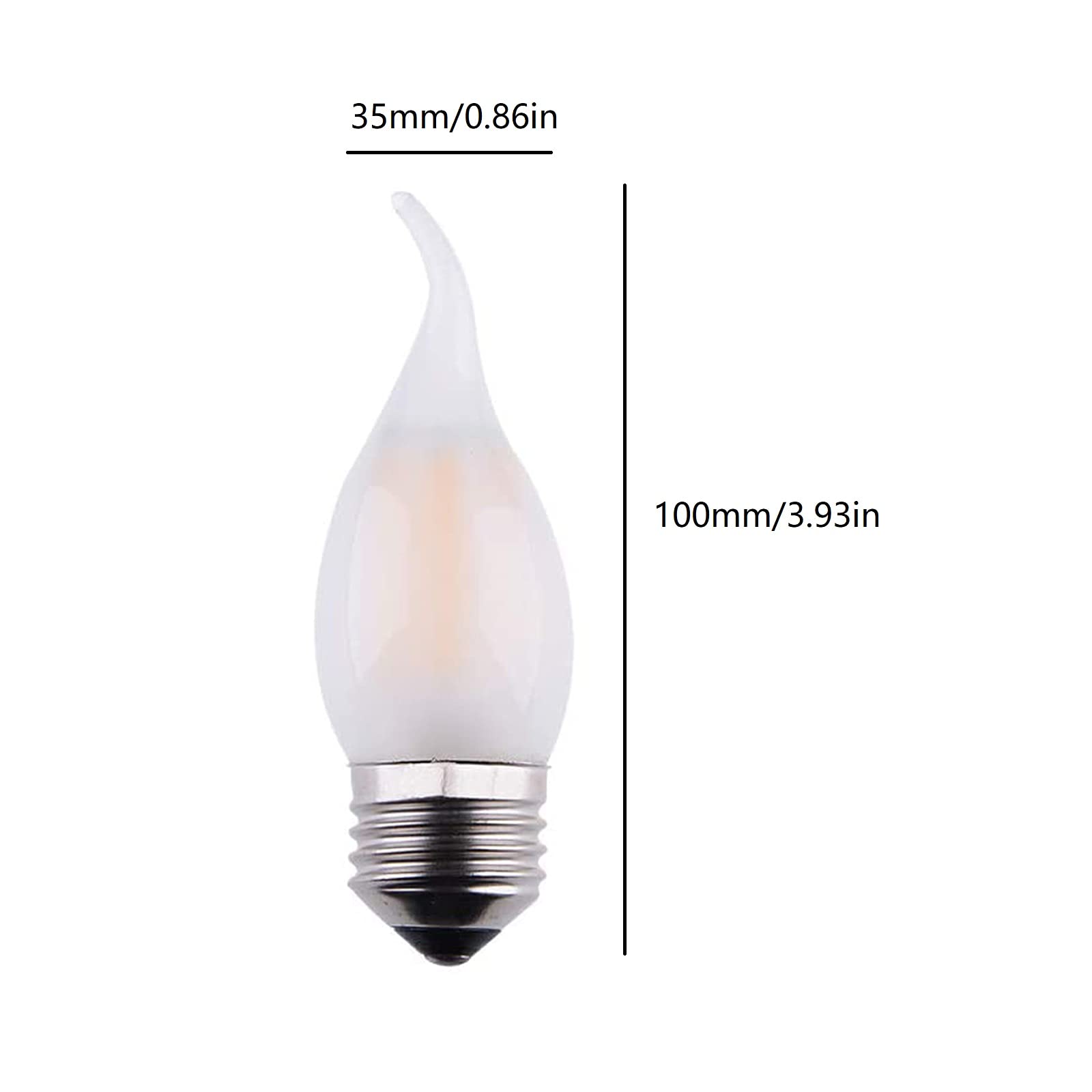 Ydjoo C35 Led Candelabra Bulbs 6W Candle Light Bulb Vintage Edison Bulb Frosted Glass Light Bulbs Dimmable E26 Flame Tip Chandel