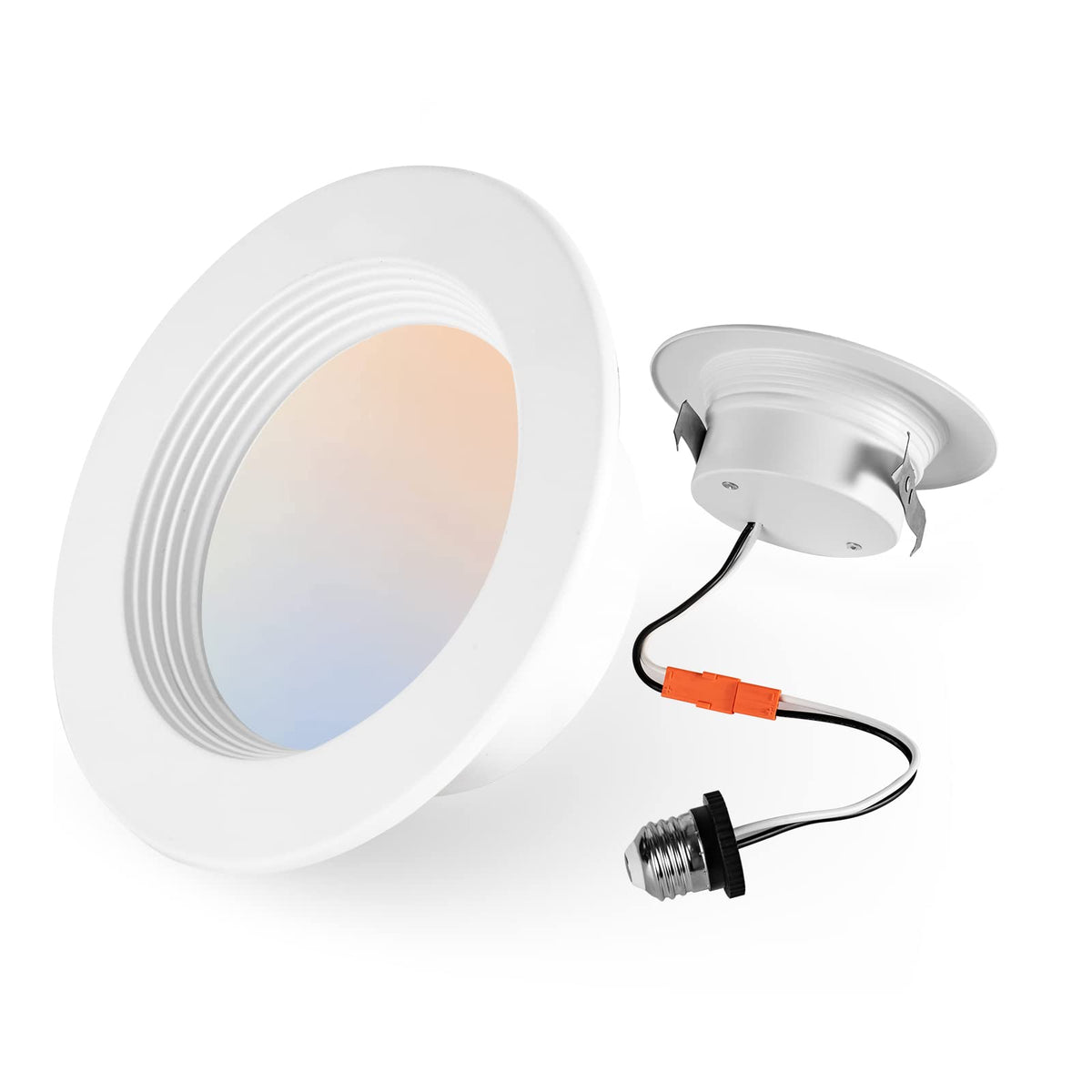 1 Pack 4 Inch LED Can Lights Retrofit Recessed Lighting, 5CCT 4 Inch Recessed Downlight Selectable 2700K-6000K Dimmable, 9W 630L