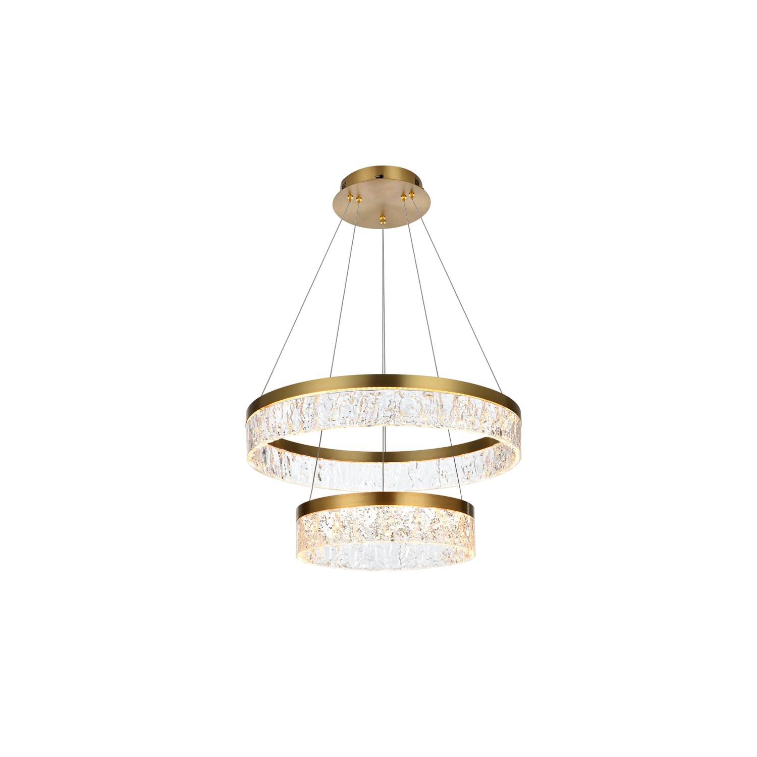 Elegant Lighting Linden 2-Light Metal Adjustable LED Chandelier in Satin Gold