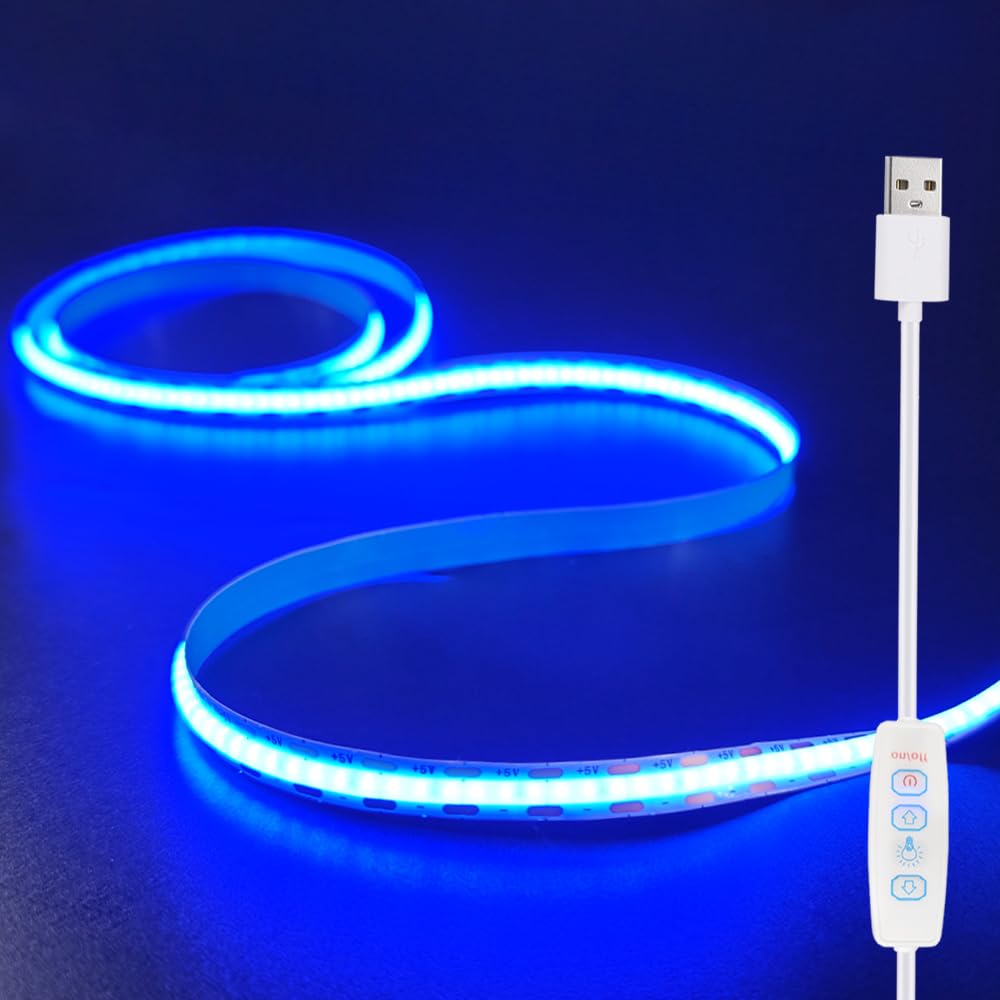 ZSLAIFU COB LED Band Lights Ice Blue 3.28ft  5V Dimmable LED Light Band  Flexible USB Light Band for Cabinet  TV Backlighting  Bedroom  Kitchen  Home DIY Lighting