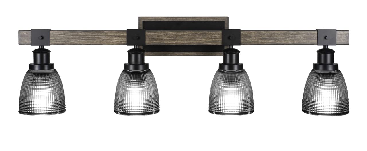 Tacoma - 4 Light Bath Bar-11.25 Inches Tall And Inches Wide-Black/Painted Wood Finish-Clear Ribbed Glass Color