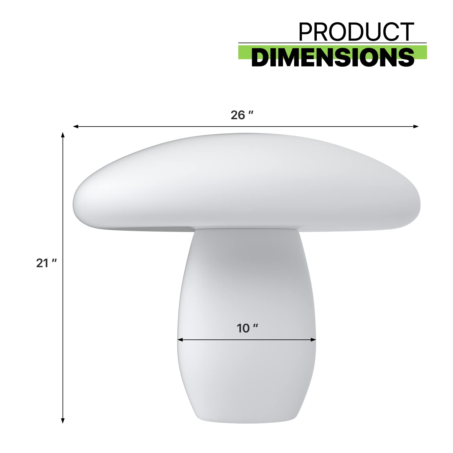 Magshion LED Mushroom Night Light, 21in Height, 16 RGB Colors, Dimmable, Rechargeable, Remote, Medium, White, Model MAG-A41-LED-DL-006