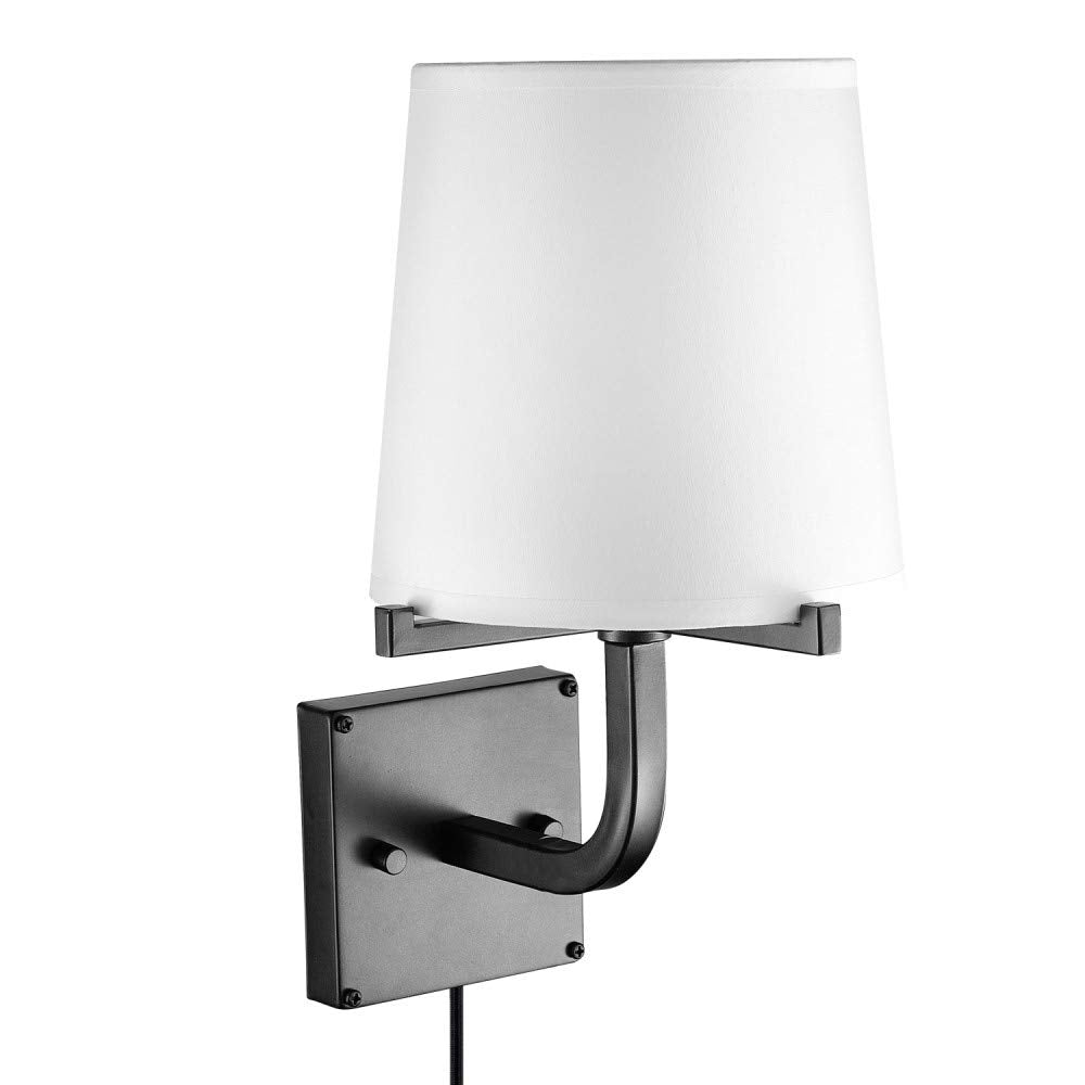 Globe Electric Valerie 1-Light Wall Sconce, Dark Bronze & White, Plug-In/Hardwire, 6Ft Cord
