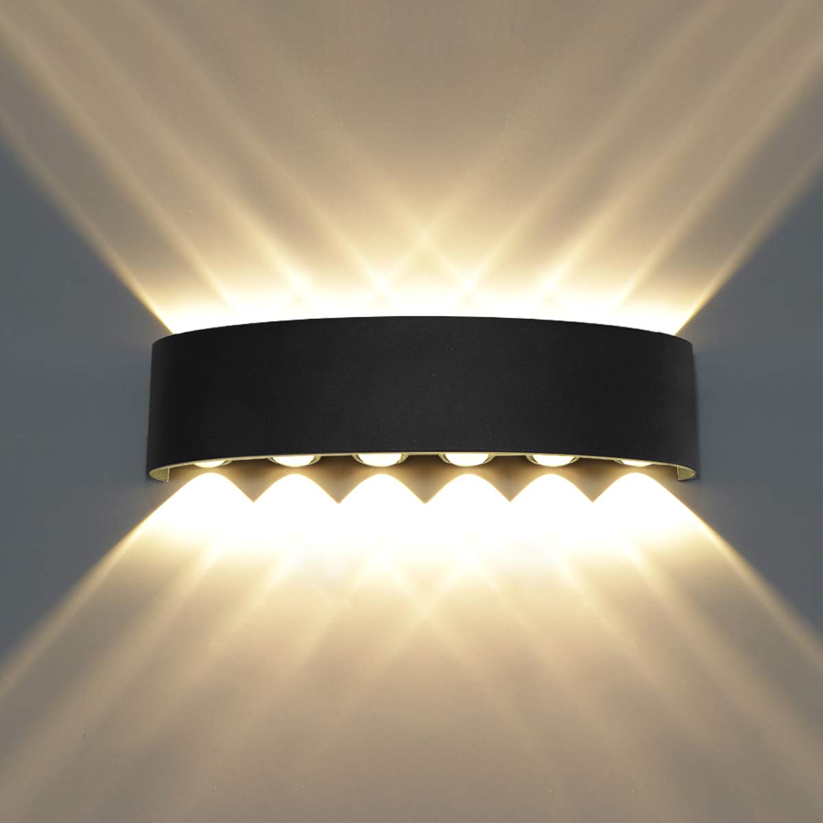 Kawell 12W LED Wall Light Aluminum Sconce Up Down Indoor Outdoor Matte Black 3000K Model 33-AU572-BK-WW