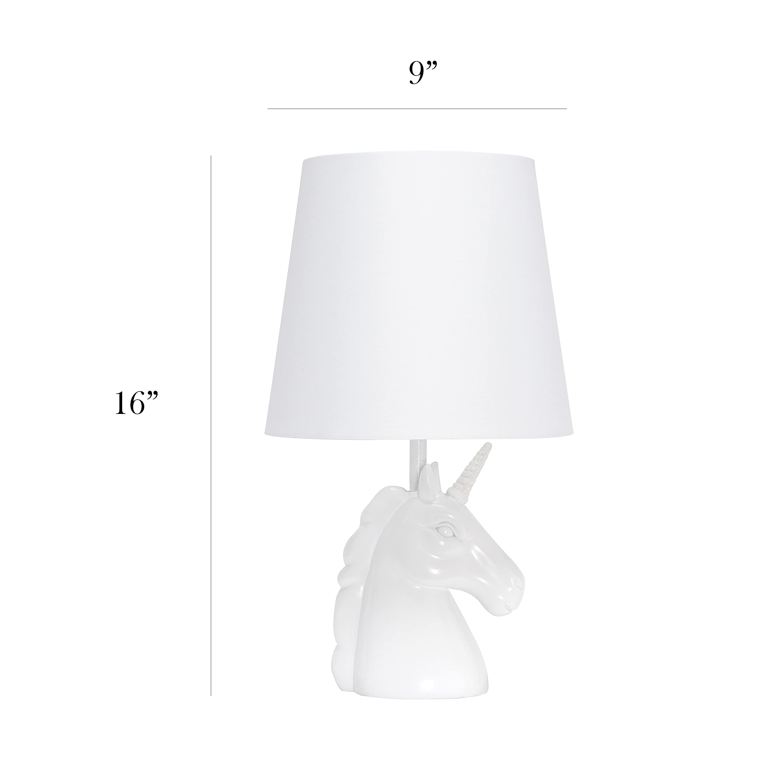 Simple Designs Lt1078-Ird Sparkling Glitter Unicorn Table Lamp, Iridescent