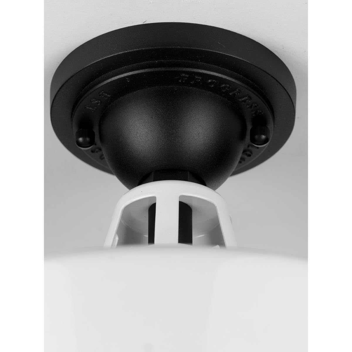 Progress Lighting Cedar Springs Collection 1-Light Farmhouse Outdoor Semi-Flush Mount Light White, 9.50X13.25X13.25