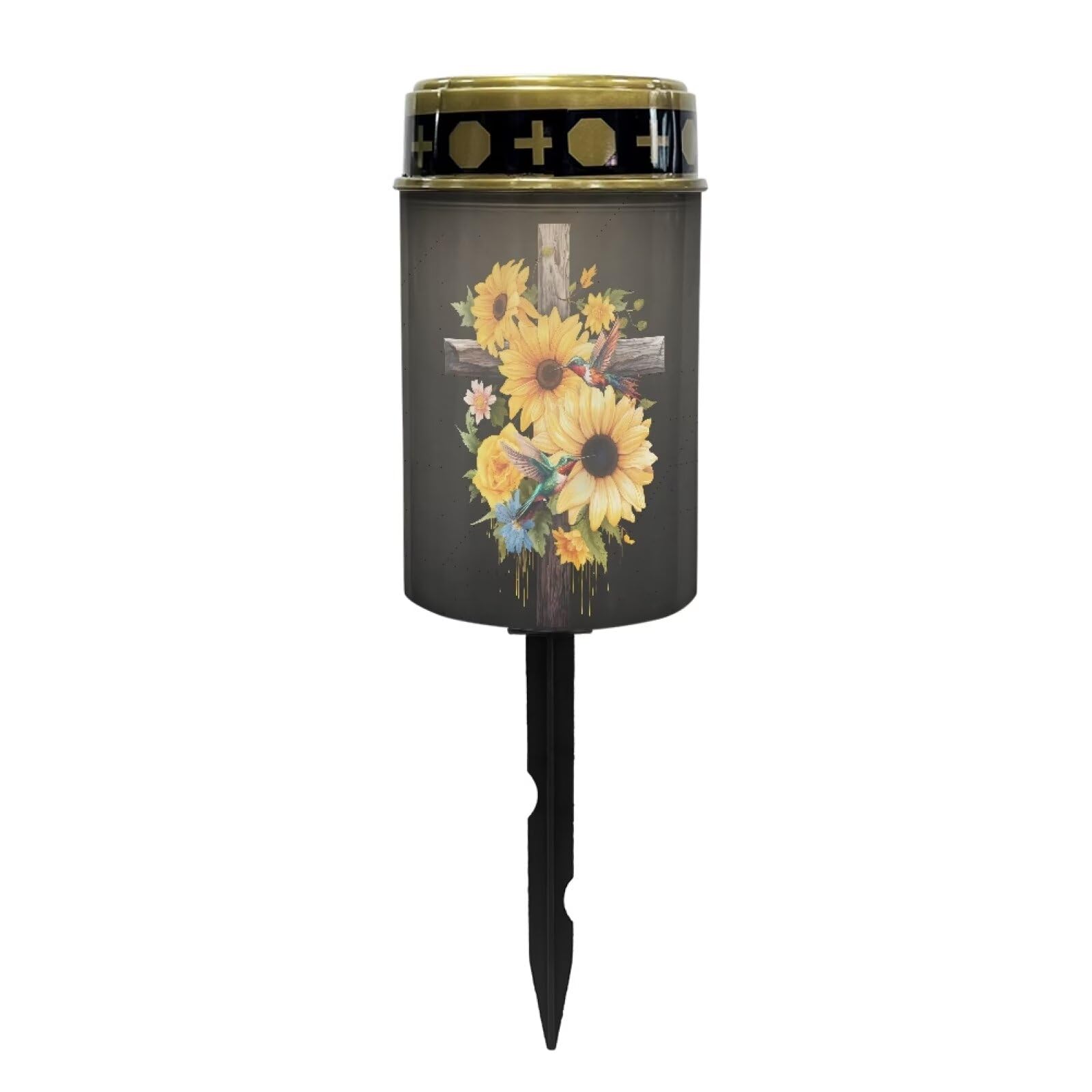 Psesaysky Sunflower Cross Solar Cemetery Grave Decorations Outdoor Garden Solar Lights Landscape Lighting Patio Accessories Memo