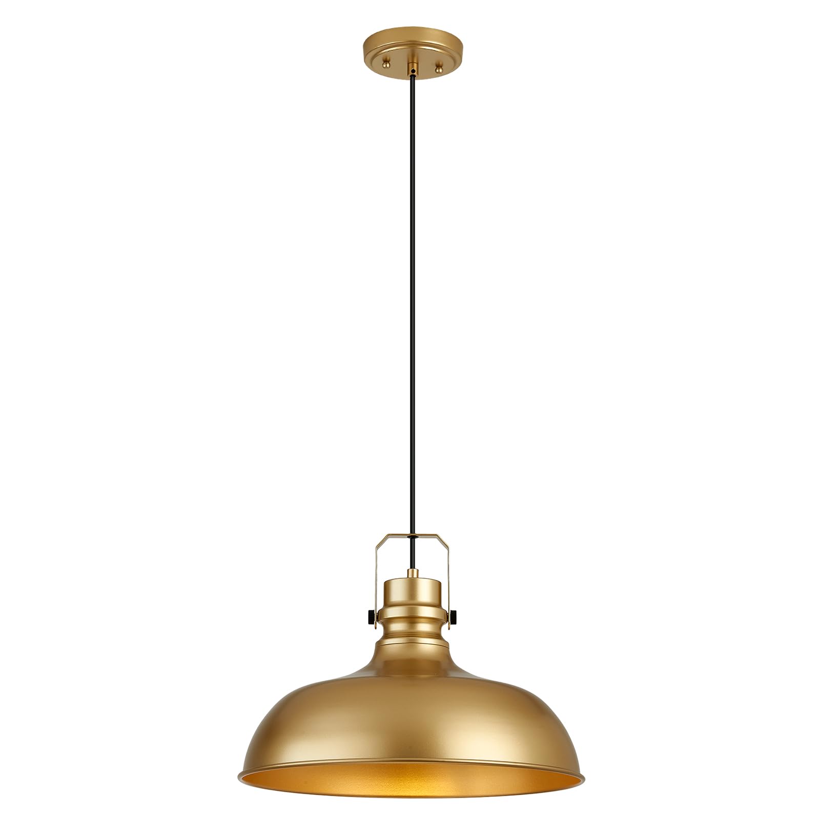 Alaislyc Gold Farmhouse Pendant Lights 16 Inch Matte Pendant Lighting For Kitchen Island Industrial Adjustable Height Vintage Dome Hanging Light Fixtures For Barn  Dining Room 1 Pack