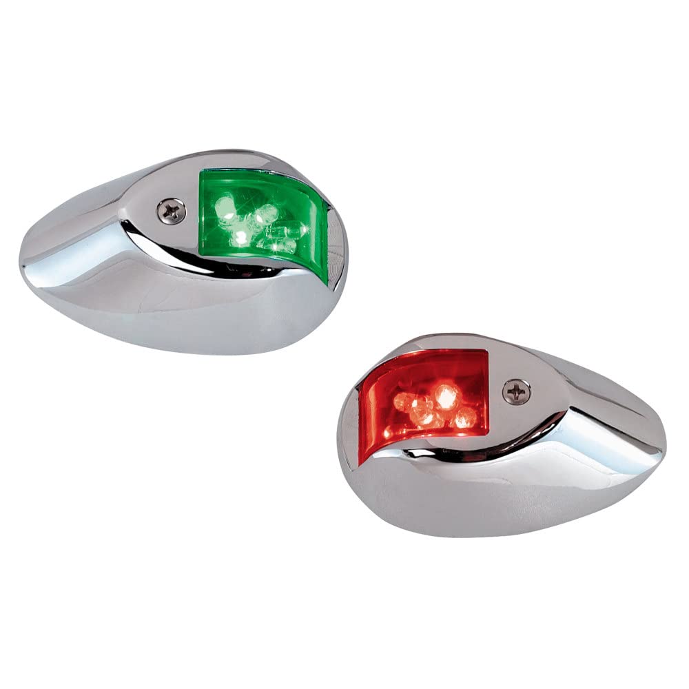 PERKO LED SIDE LIGHTS 12V RED  / GREEN W/ CHROME HOUSING