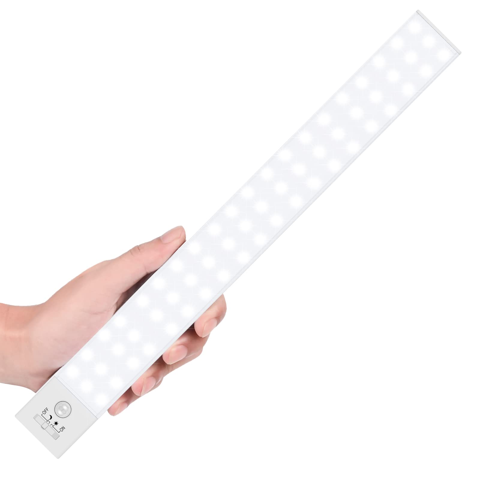 60 LED Closet Lights Battery Powered, BLS Super Bright Under Cabinet Lighting, Motion Sensor Light, Wireless, 2400mah Rechargeab