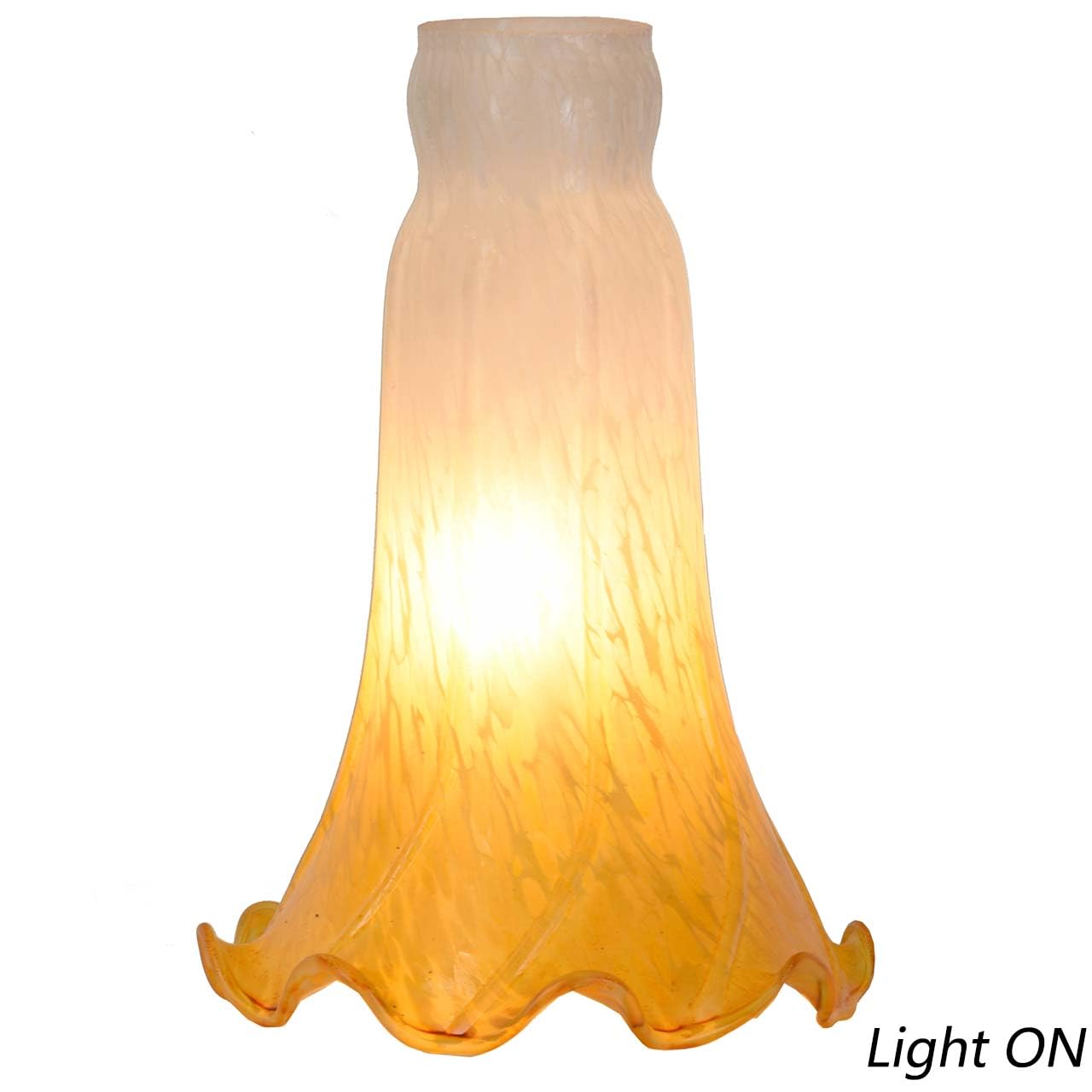 Bieye Ls07 Lily Flower Blown Glass Lampshade (White Yellow, Opening I.D. 1.26'' X O.D. 1.5'')