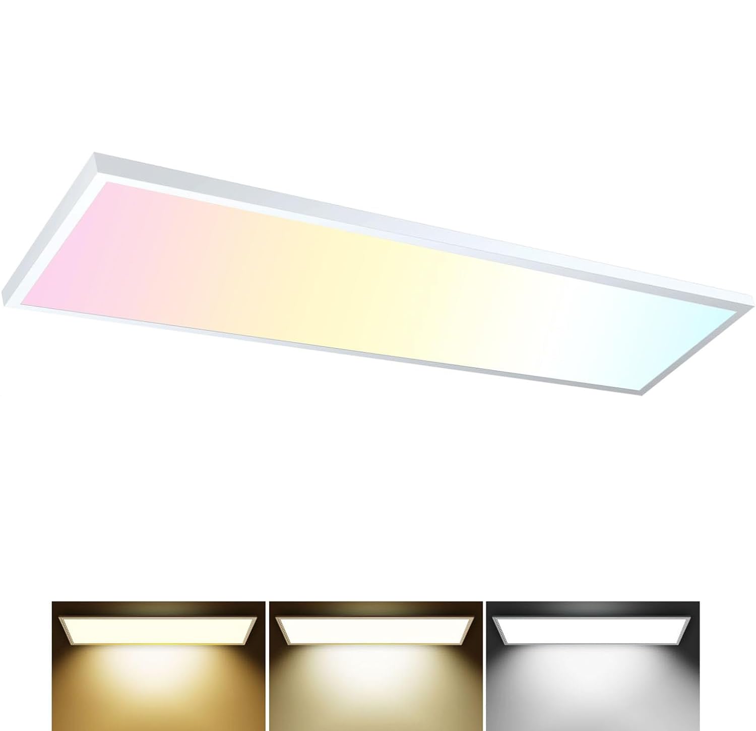 AIKVSXER 1x4 LED Flat Panel Light Surface Mount Ceiling Light, 5500LM 50W TRIAC 10-100% Dimmable, 3000/4000/5000k Selectable 4FT