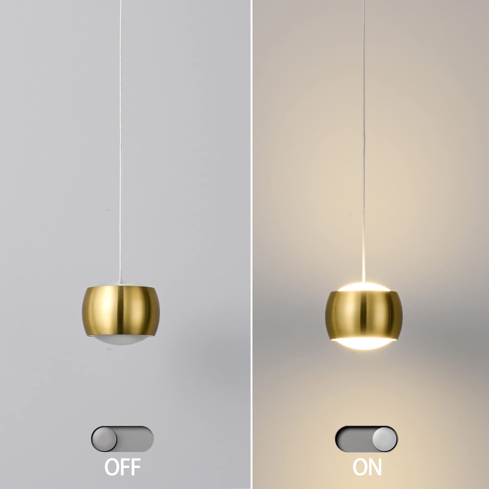 Adcthome Modern Led Dimmable Pendant Light Fixtures Mini Island Pendant Lighting For Kitchen Island Dinning Room Bedroom Bar  Kitchen Island Ceiling Hanging Light Fixtures(Gold-1-Pack)