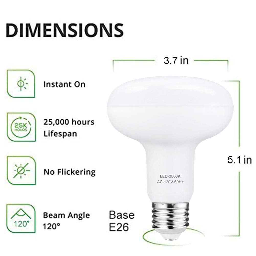 Small Frog R30 LED Bulb, 12W (100W Equivalent), 1200 Lumens, Dimmable, 3000K Soft White, 4 Count Pack