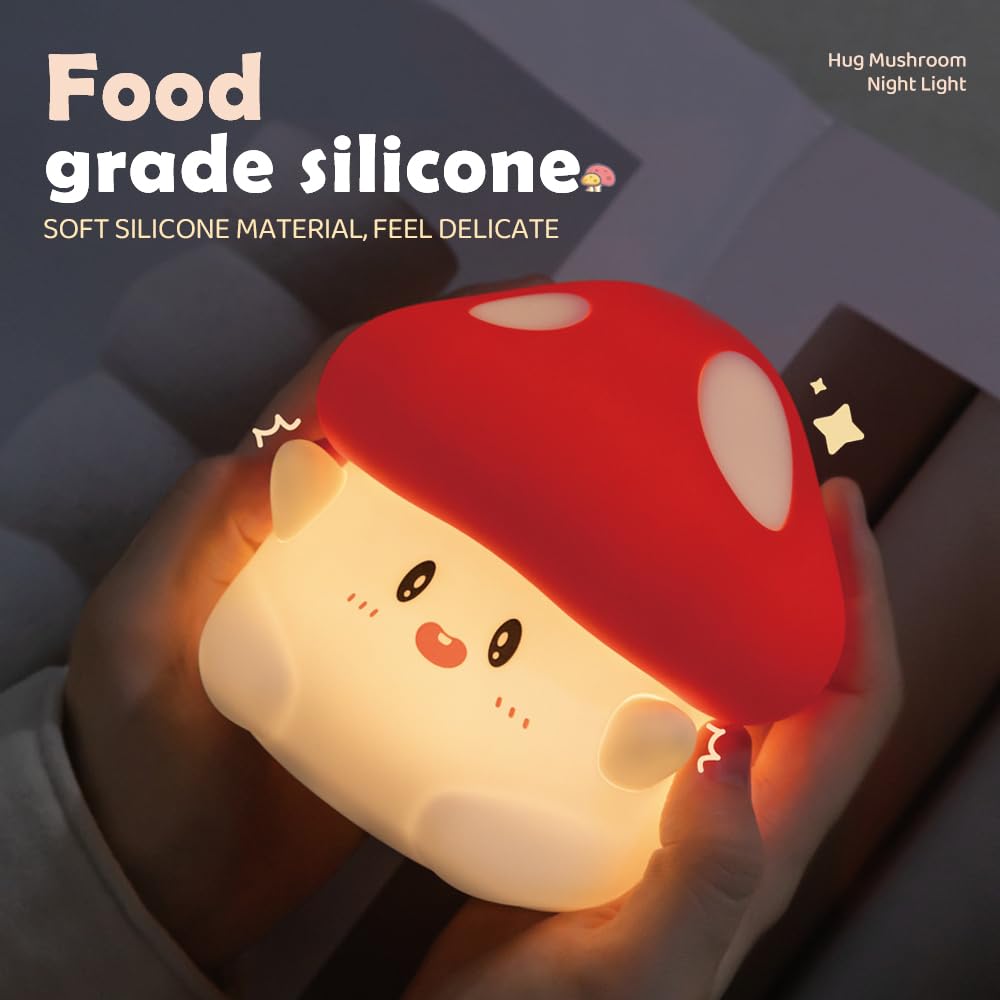 Led Mushroom Silicone Night Light Soft Sleeping Nursery Night Light Dimmable Timer Rechargeable Lamp Room Decor Baby Bedside Lam