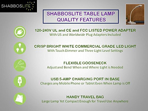 Shabboslite LED Table Lamp - Large Foldable White Plastic, Model WSF-01