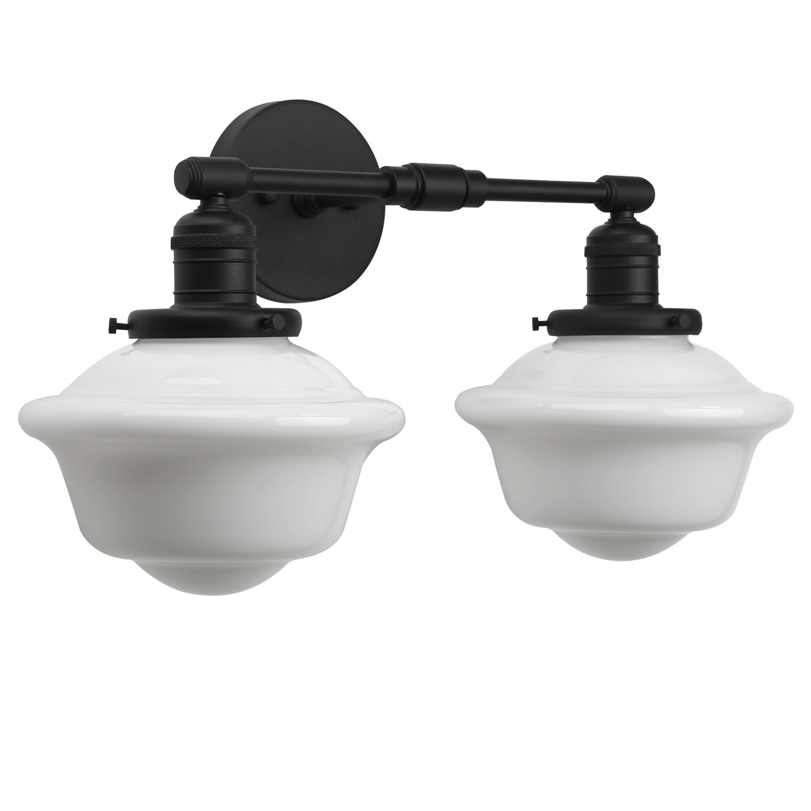 Pathson 2-Lights Milk White Glass Wall Sconce Lights, Modern Classic Wall Vanity Lighting For Living Room Bathroom Bedroom