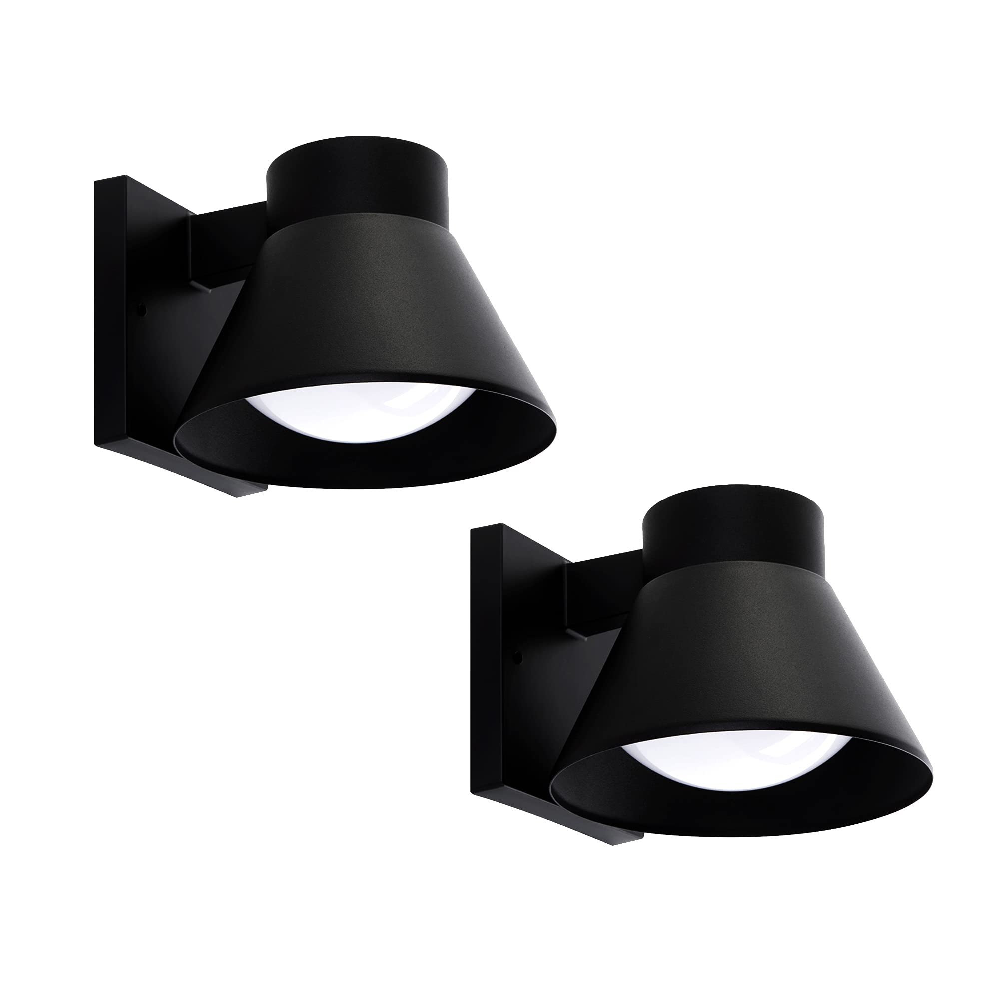 UME LED Outdoor Wall Light Fixtures, Waterproof Aluminum Lantern Sconce, Black, 2 Pack, Model 5288501012