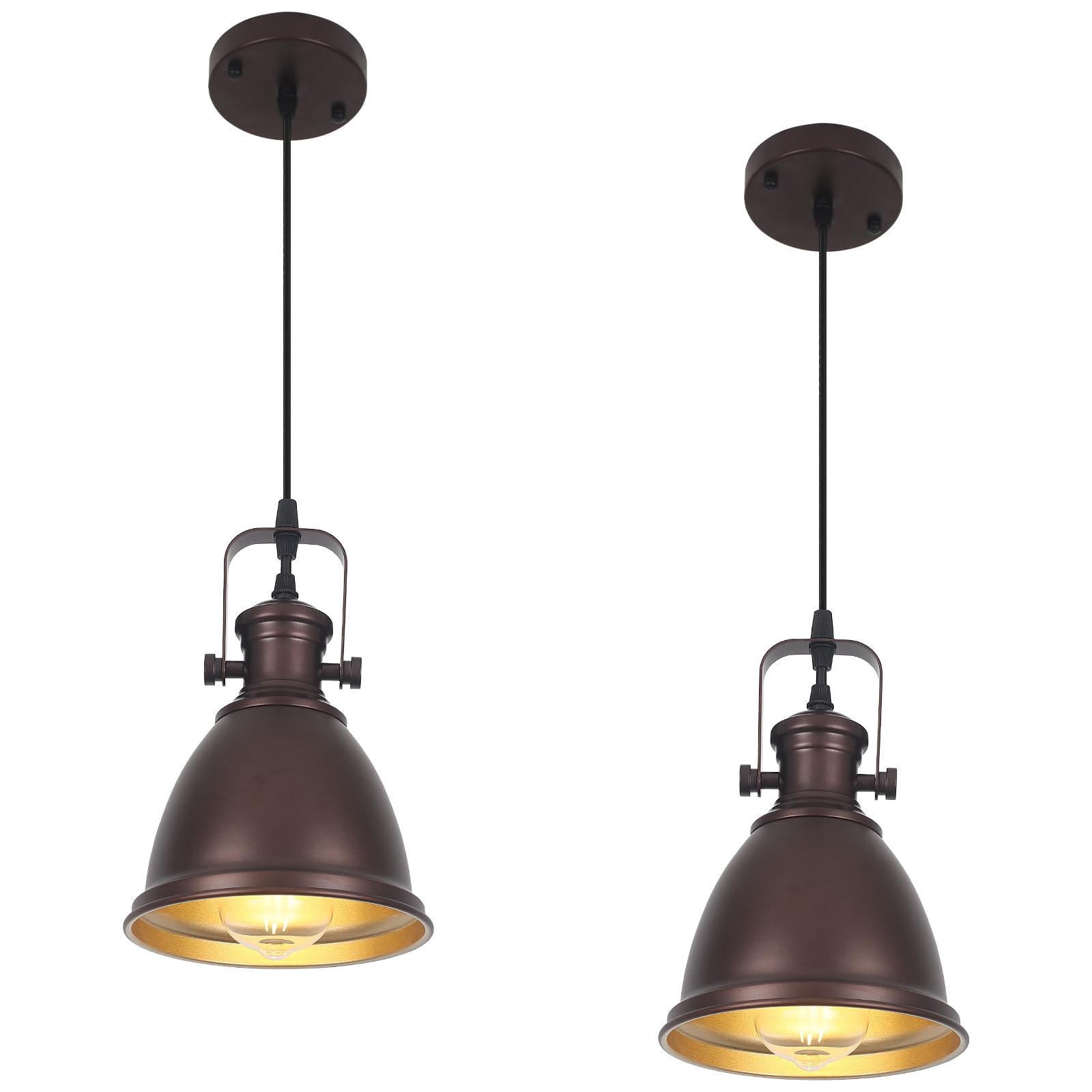 LWWHQ Farmhouse Pendant Lights Kitchen Island 2 Packs, 6.5 inches Kitchen Island Lighting, Industrial Pendant Light, Kitchen Pen