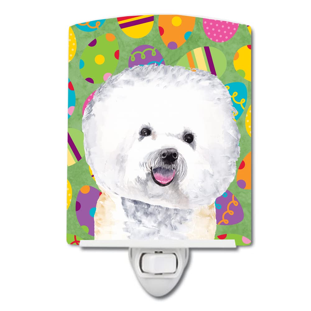 Carolines Treasures Ceramic Night Light, Bichon Frise Easter Eggtravaganza, 6x4x3in, Multicolor, Model SC9442CNL