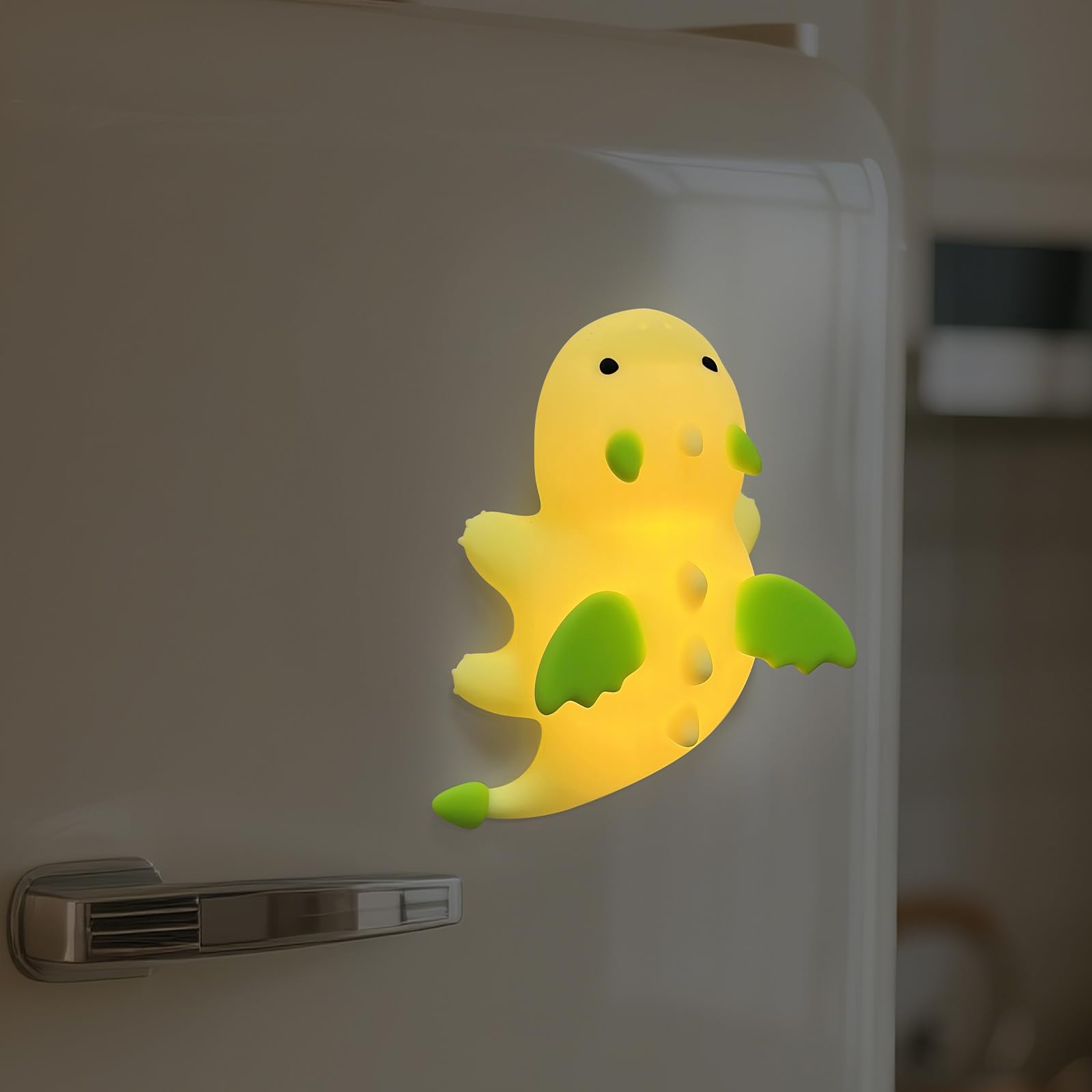 AVEKI Milk Dragon Night Light for Kids, Dimmable Silicone Lamp, Rechargeable, Green, Model XR-MM-L2508