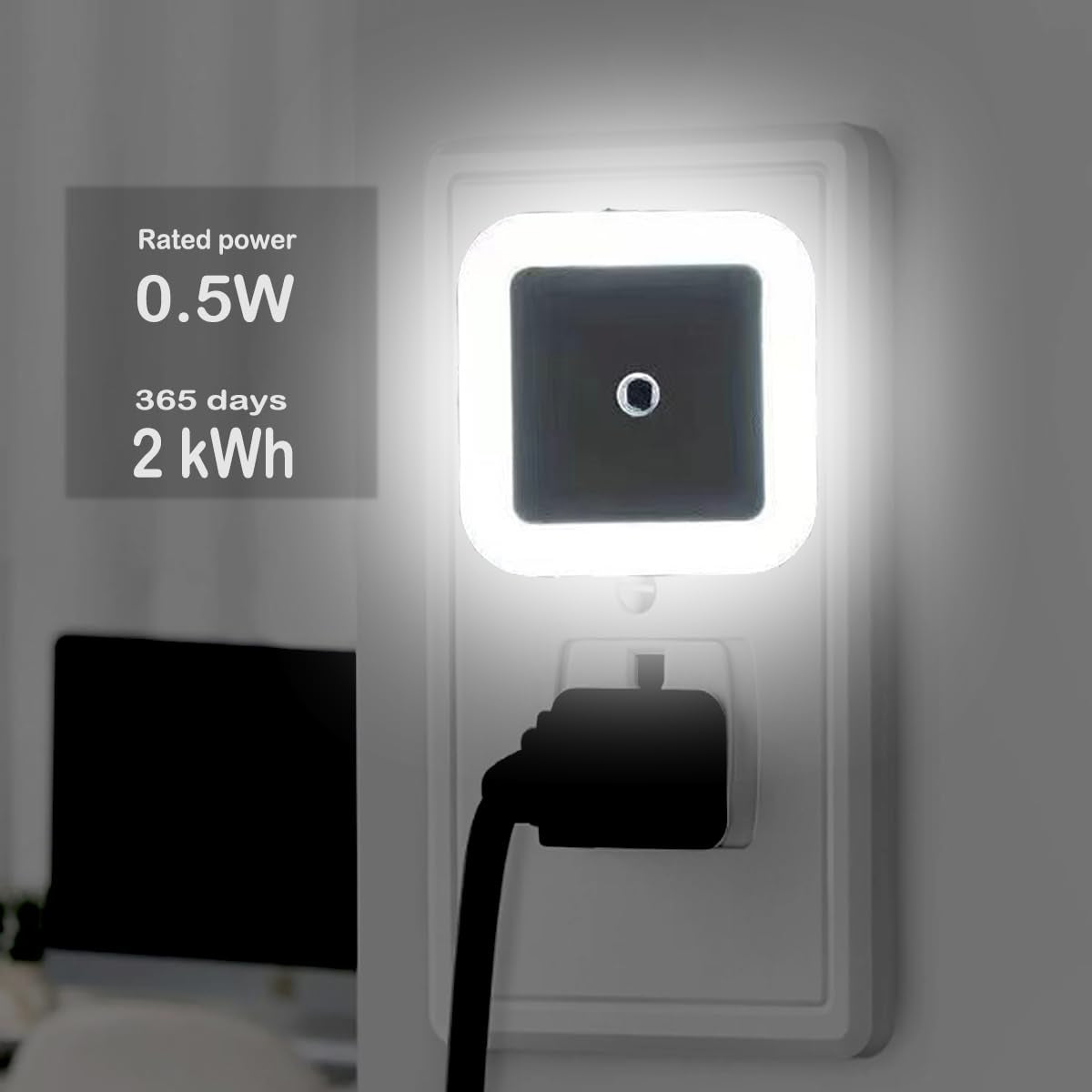 Jininq Night Light 0.5W Plug In Night Light Smart Sensor Dusk To Dawn Sensor Led Lamp,Bright Nightlight Auto-On/Off For Kitchen,