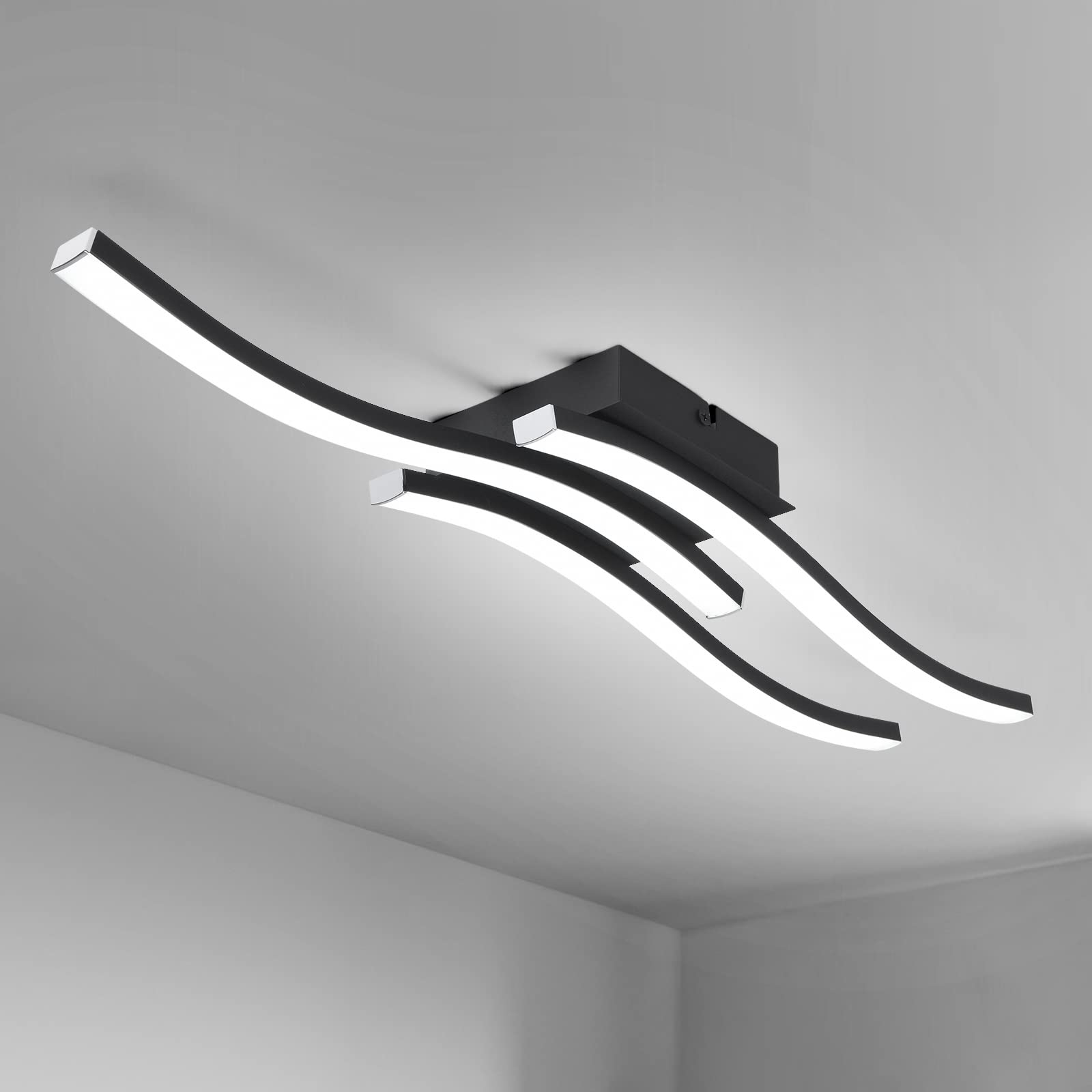 Edislive Modern Dimmable Led Ceiling Light Curved 3 Light 22.5 In Minimalist Flush Mount Ceiling Light Fixture Lamp For Bedroom 