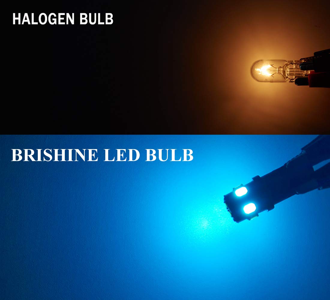 Brishine 300Lm Extremely Bright Canbus Error Free 194 168 2825 W5W T10 Led Bulbs Ice Blue 9-Smd 2835 Chipsets For Dome Map Door