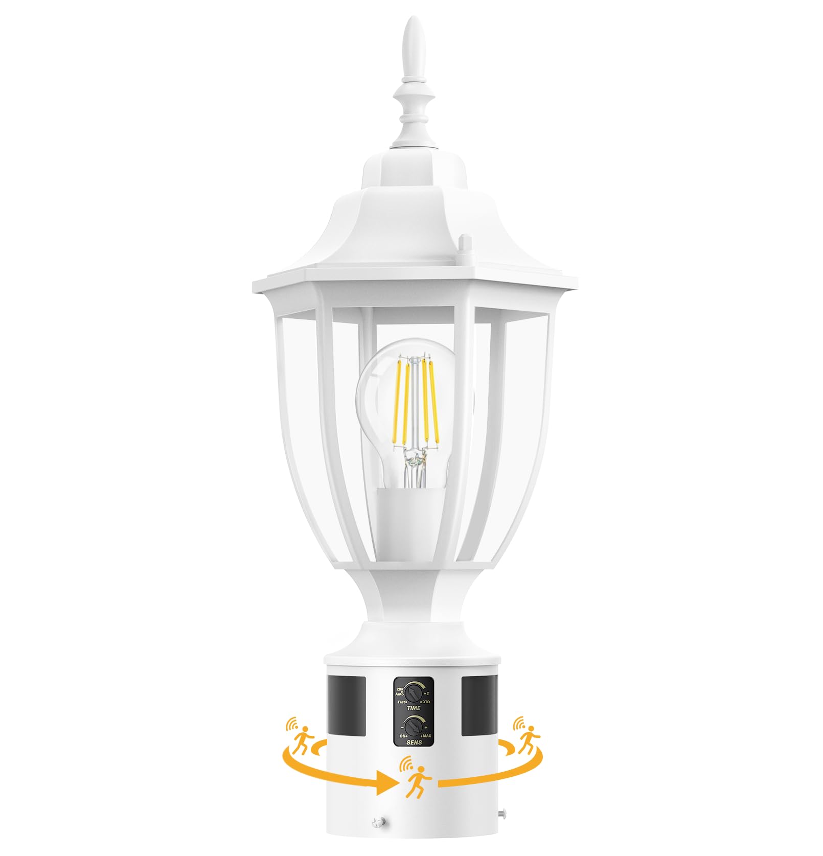 Lamomo Motion Sensor Outdoor Post Lights  Dusk To Dawn Lamp Post Light Fixture  Waterproof Aluminum Lamp Posts Outdoor Lighting Pole Lantern For Yard Patio Pathway Garden  White