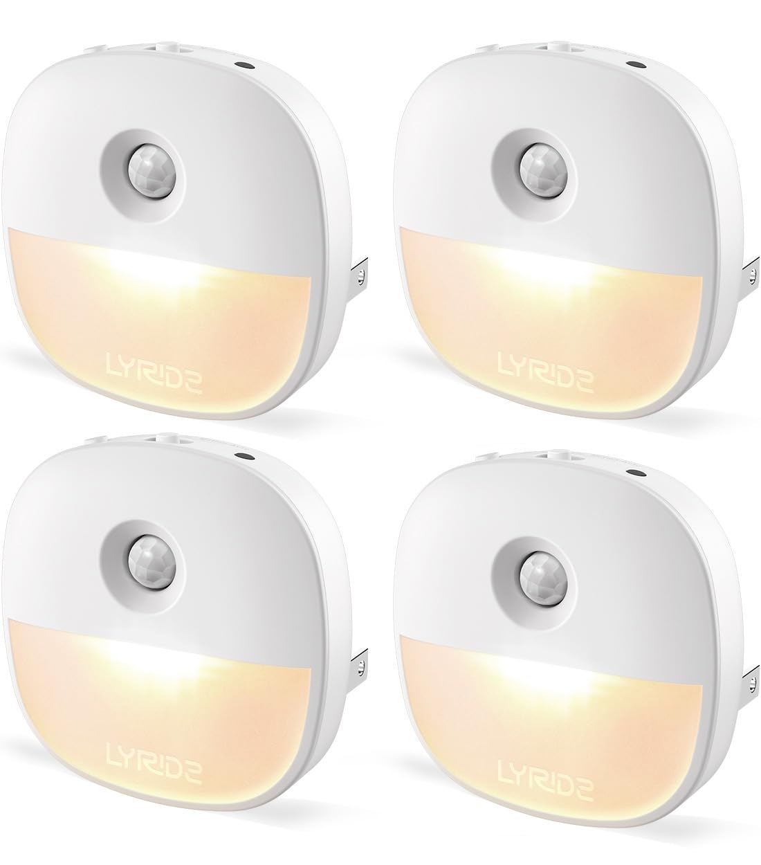 Lyridz Motion Sensor Night Light Indoor, Plug In Night Light With Dusk To Dawn Sensor, 1-50 Lm Dimmable Led Night Lights Plug Into Wall For Stairs, Garage, Bathroom, Hallway, Toilet, (4 Pack)