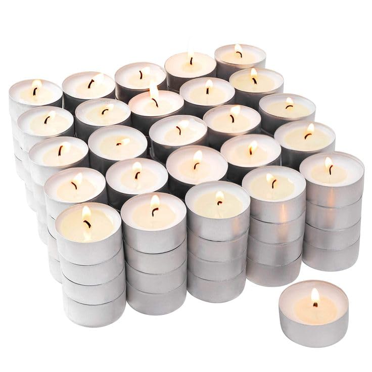 AuraDecor White Tealight Candle, Smokeless No Residue Burn Upto 3 Hour, Unscented T Light Candle for Home Decor (Set of 200 (Whi