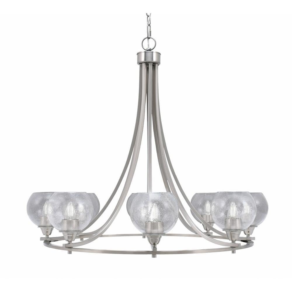 Toltec Lighting 3408-BN-4100 Paramount - 8 Light Uplight Chandelier-31 Inches Tall and 34.75 Inches Wide, Finish Color: Brushed Nickel, Glass Color: Clear Bubble