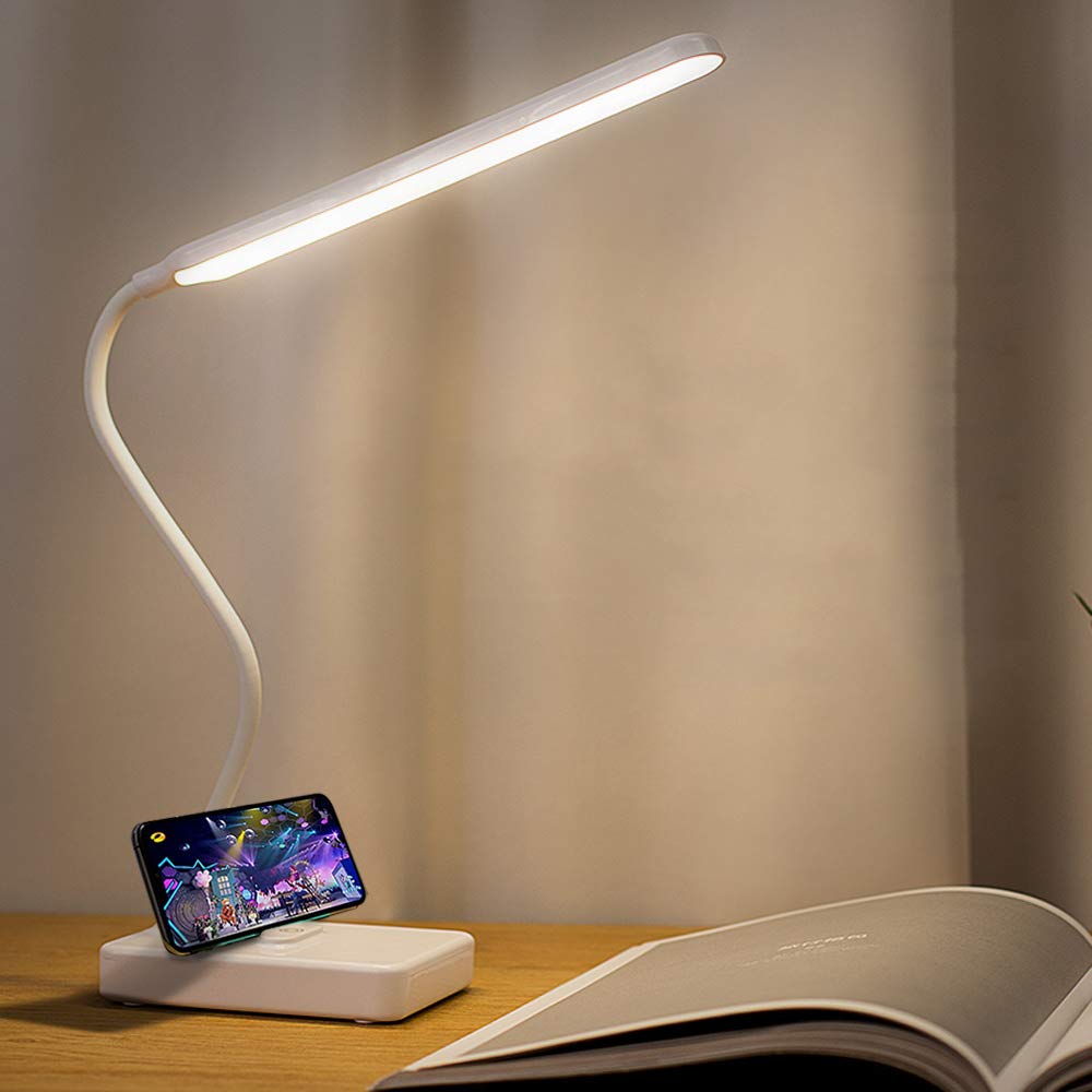 MAYTHANK Cordless Desk Lamp Rechargeable Battery 2200m, Touch 3 LED Modes, Gooseneck, ABS White, Model MTDL01-W, 17.7in