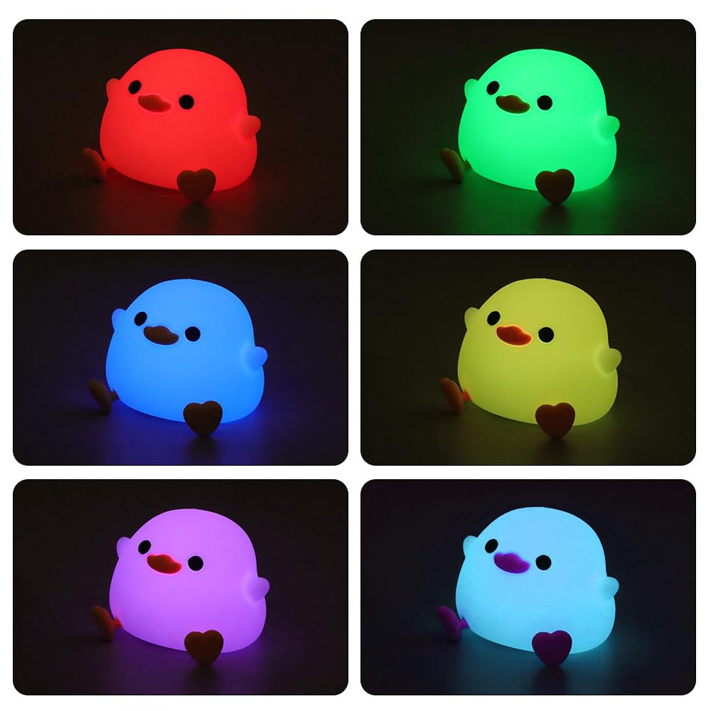 Ifthfour Dodo Duck Night Light  Led Cute Silicone Dimmable Nursery Lamp  Touch Sensor Lamp  Rgb & Warm White Light For Kids  Bedrooms  Dorm Decor  And Gift Ideas(Battery)