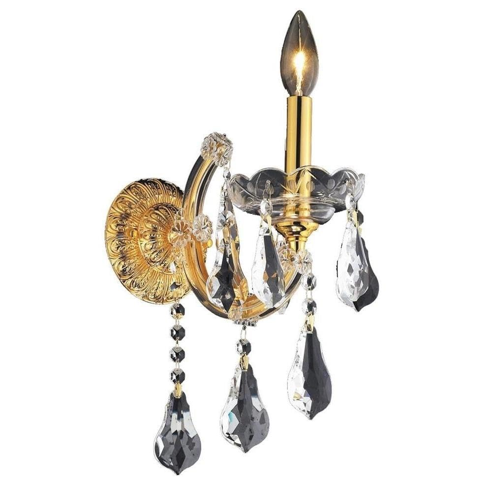 Elegant Lighting 2801W1C/RC Maria Theresa 12-Inch High 1-Light Wall Sconce  Chrome Finish with Crystal (Clear) Royal Cut RC Crystal