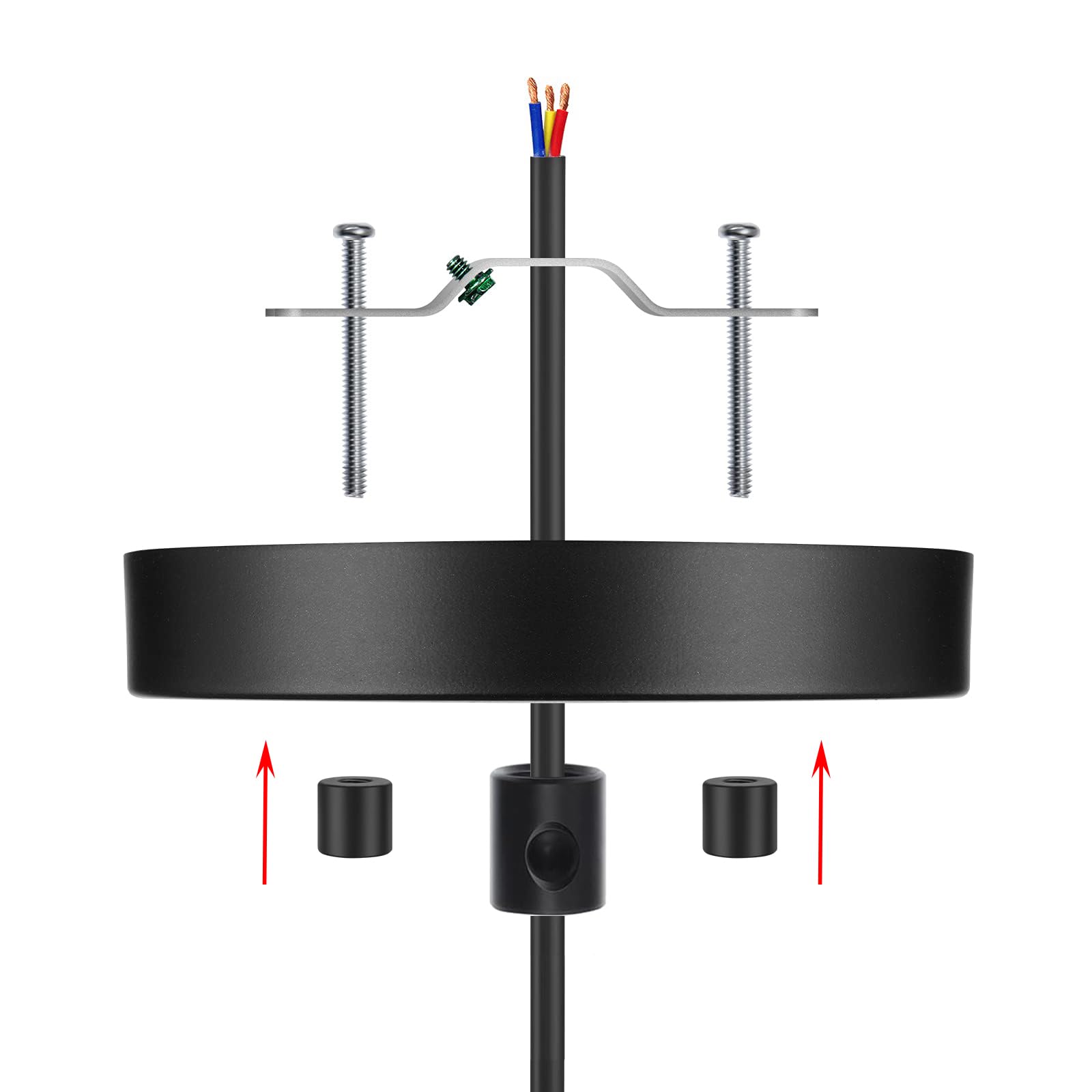 Canomo Ceiling Lighting Canopy Kit, Black Metal Pendant Light Plate Cover, 5.125 Inch, Includes Mounting Hardware