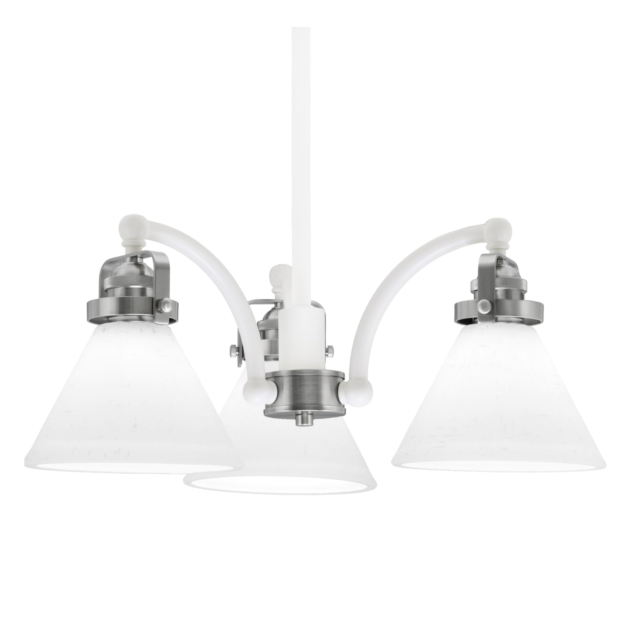 Easton Downlight, 3 Light, Chandelier Shown In White & Brushed Nickel Finish With 7&quot; White Muslin Glass