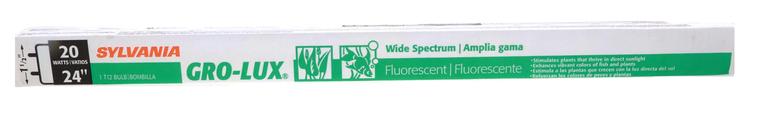 SYLVANIA 20W T12 Fluorescent Bulb Gro-Lux 3400K 89 CRI for Plant Growth Aquarium Meat Case - 1 Count