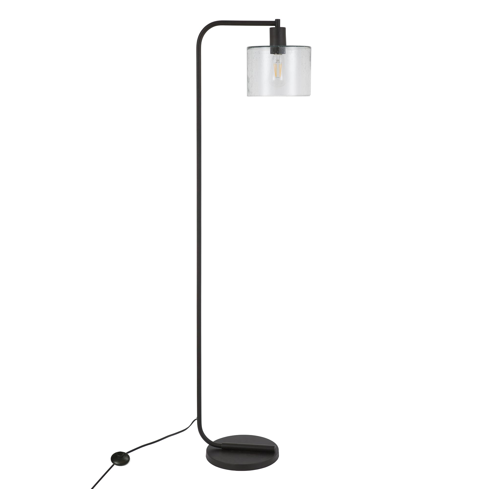 Cadmus 57'' Tall Floor Lamp With Glass Shade In Blackened Bronze/Seeded