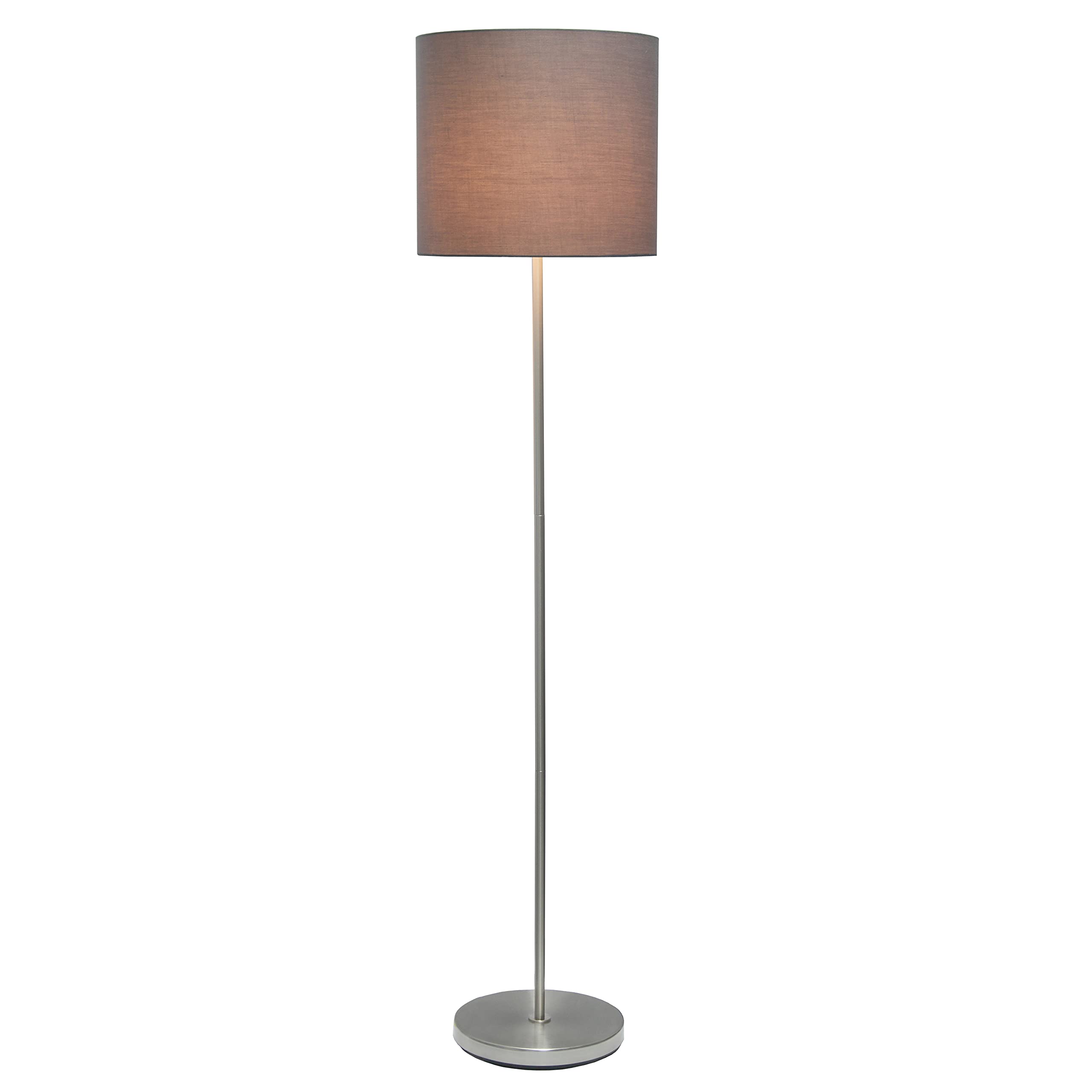 Simple Designs Lf2004-Gry Brushed Nickel Stick Drum Shade Floor Lamp, Gray