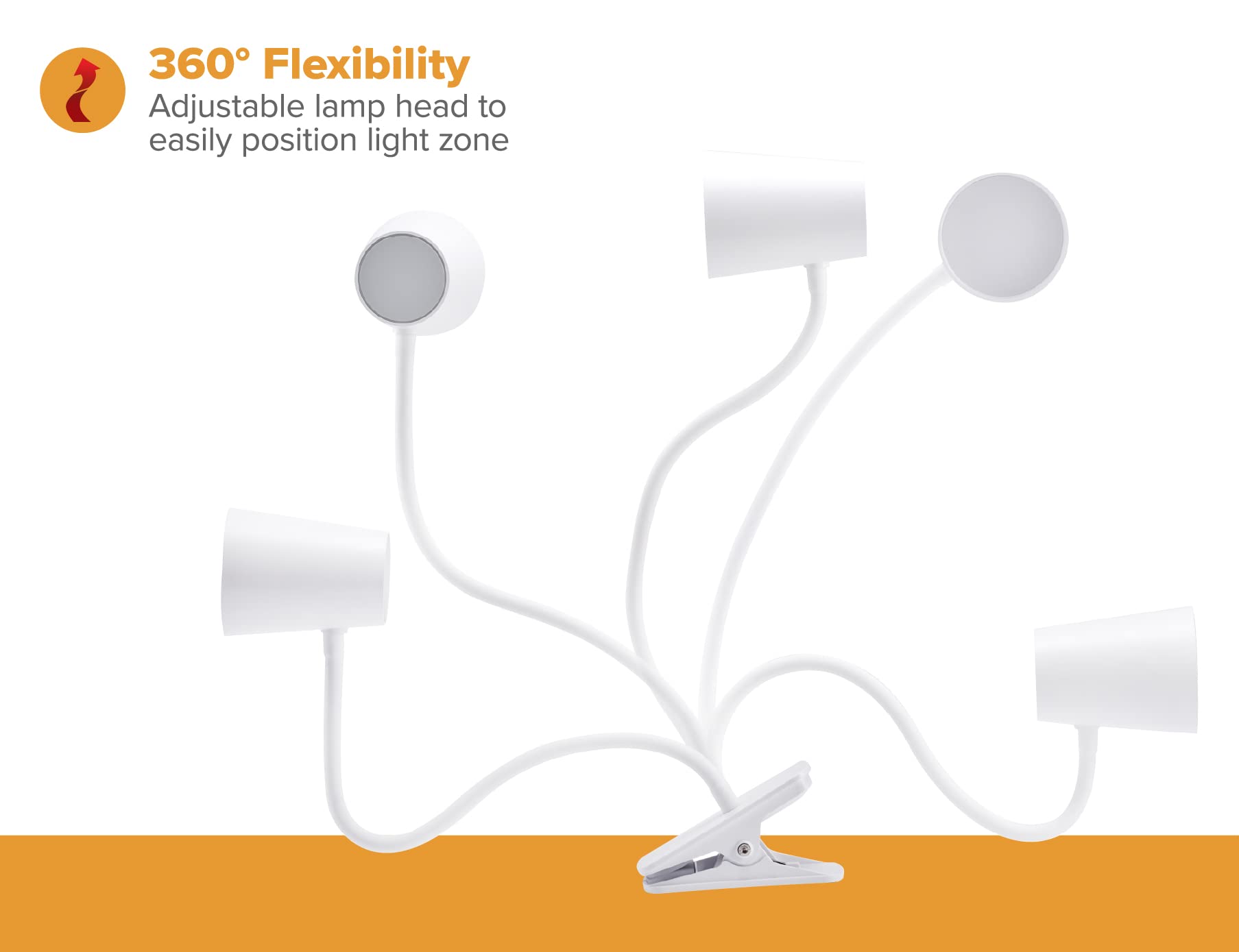 Bostitch Office LED Clamp Light, Adjustable & Flexible Neck, Flicker-Free, White, Model LED2103