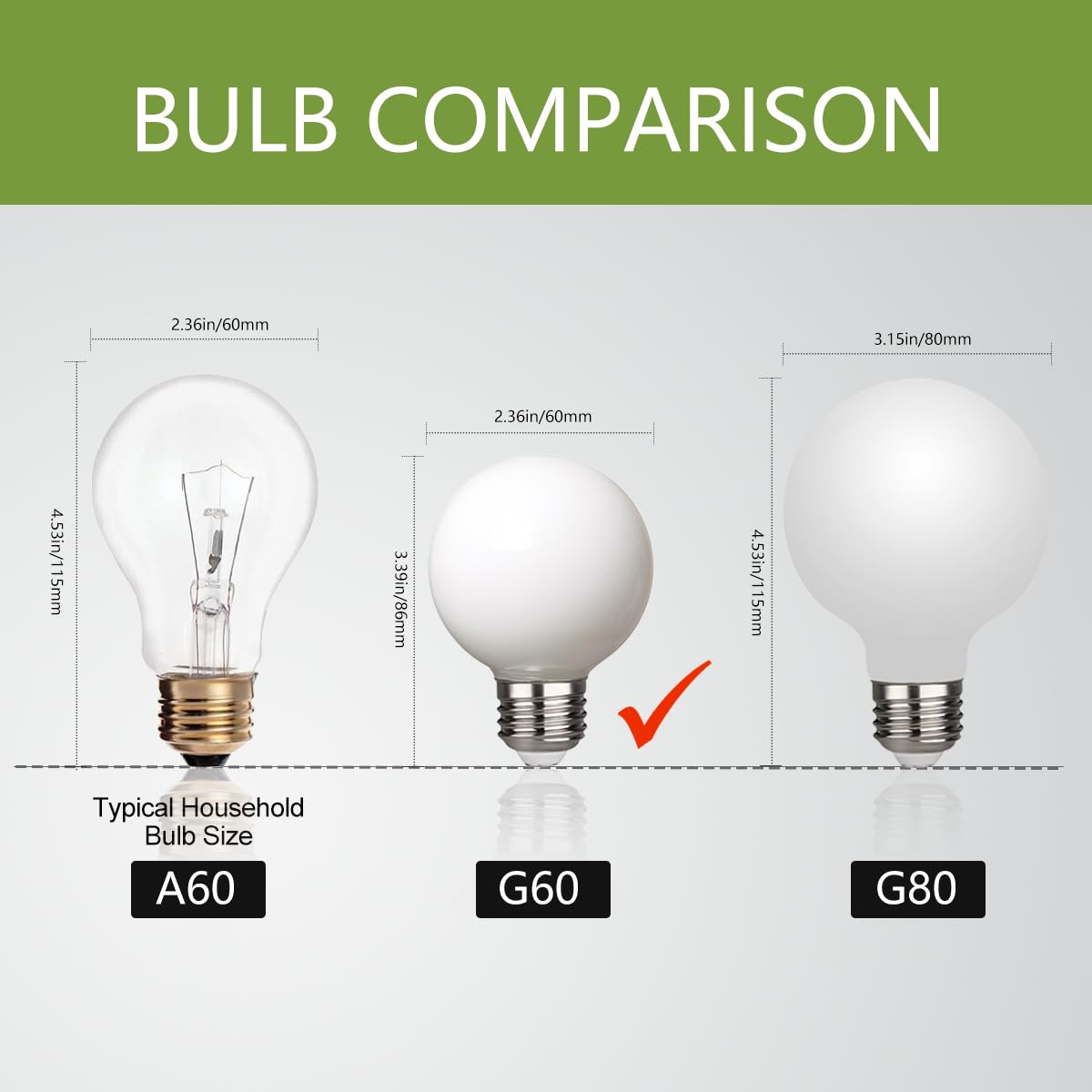 Meilux 6 Pack G19(G60) Led Globe Light Bulbs, 4.5W Dimmable 40 Watt Equivalent Led Bulbs, Neutral White 4000K, 500Lm, E26 Base M